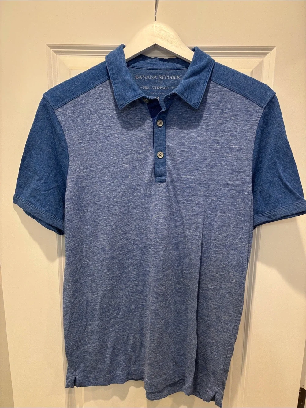 Banana Republic Men’s Heather Navy Two-Tone Polo